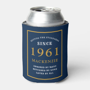 Porta-lata 60º aniversário personalizado 1961 Elegante azul