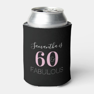 Porta-lata 60.º aniversário - Preto Personalizado Rosa