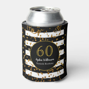 Porta-lata 60.a Festa de aniversário  Branco preto e brilhan