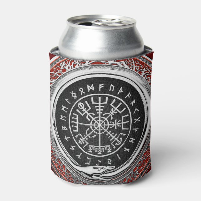 Porta-lata [610] Vegvisir - Bússola mágica de virar prata (Can Front)