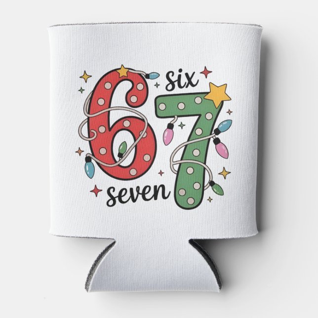 Porta-lata 6 7 Six Seven Hand Gen Z Alpha Meme Slang Xmas  (Frente)