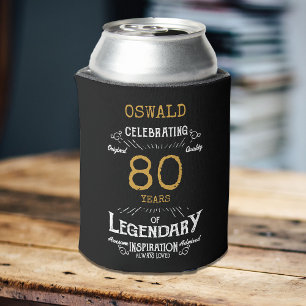 Porta-lata 80 Birthday Black Legendny Dourada Engraçado