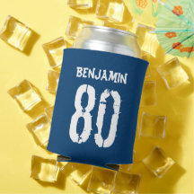 80 Birthday Blue Personalised Can Cooler