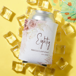 Porta-lata 80 Floral Birthday Pampas Grass Personalizado