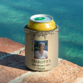 Porta-lata 90º Festa de Aniversário Elegante Dourado