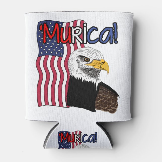 Porta-lata A bandeira americana Bald Eagle: 'Murica! Engraçad (Frente)
