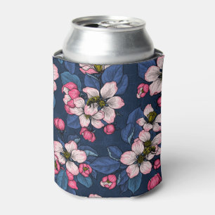 Porta-lata A maçã floresce em azul escuro