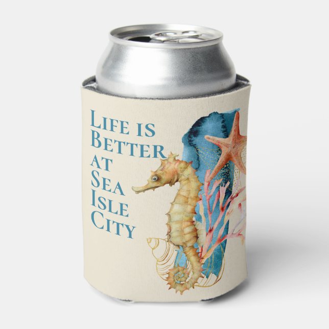 Porta-lata A vida é melhor / Cavalo-marinho / sua foto pode r (Can Front)