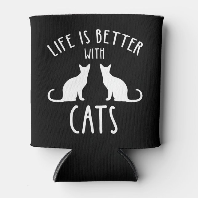 Porta-lata A Vida É Melhor Com Gatos (Frente)