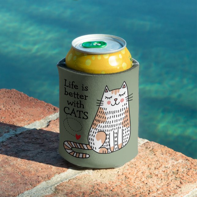 Porta-lata A Vida é Melhor Com Gatos Doodle (Piscina in situ)