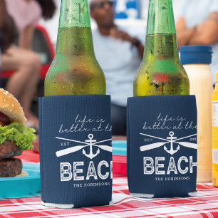 Porta-lata A Vida é Melhor na Praia Nome da Família Cooler de