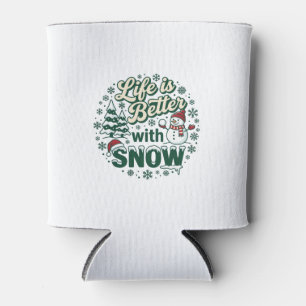 Porta-lata A Vida É Melhor Neve Natal Boneco de Neve Árvores