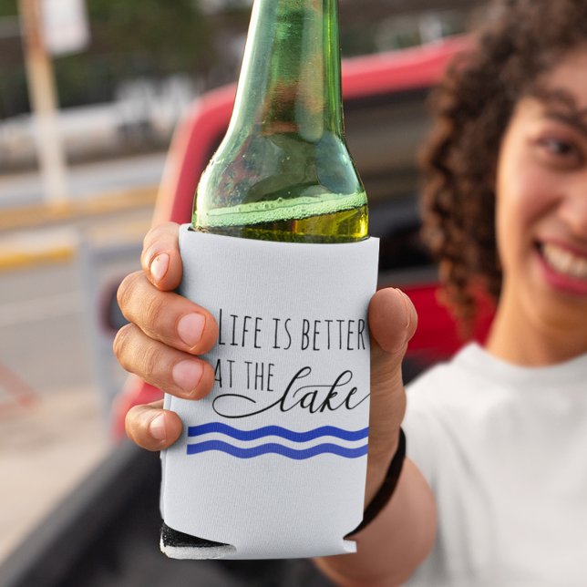 Porta-lata A vida é melhor no lago Barco Waves (Criador carregado)