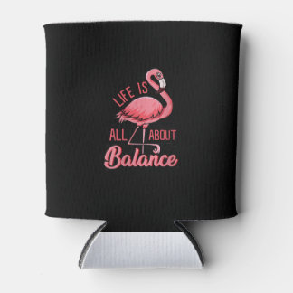 Porta-lata A Vida É Sobre Equilíbrio, Flamingo Engraçado