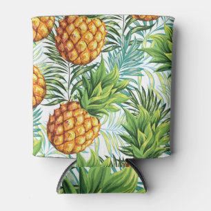 Porta-lata Abacaxi: Padrão Floral Sem Costura.