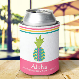 Porta-lata Abacaxi Tropical Aloha Beach House Luau Pink