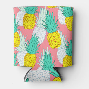Porta-lata Abacaxis Tropicais: Chic de Cartoon Vermelho.