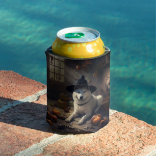 Porta-lata Abóboras de Akita no Halloween Assustadoras