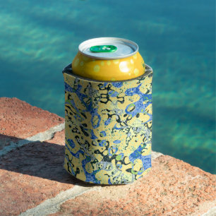 Porta-lata Abstração do Gráfico Preto Amarelo Azul