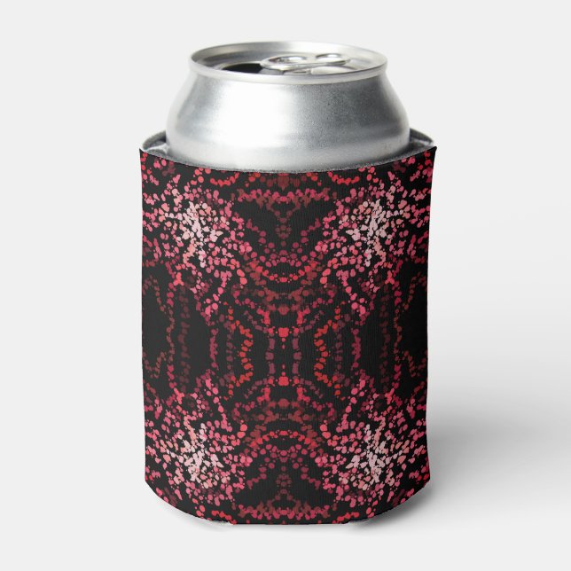 Porta-lata Abstract Splatter Dots Of Pinks And Reds Pattern (Can Front)