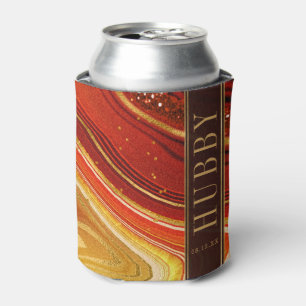 Porta-lata Abstrato Agate Wedding Hubby Hot Orange ID827