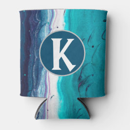 Porta-lata Abstrato de Monograma Azul