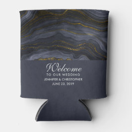 Porta-lata Abstrato de Pedra Preta e Dourada Moderna