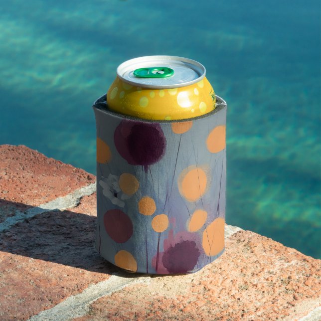 Porta-lata Abstrato, flores laranja e rosa (Piscina in situ)