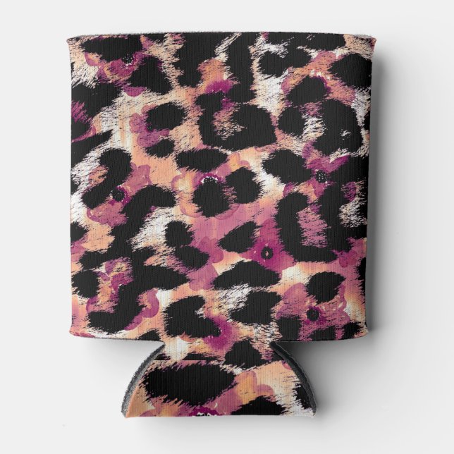 Porta-lata Abstrato Leopard Watercolor: Gradiente Floral (Frente)