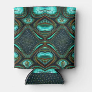 Porta-lata Abstrato Linhas Black Dourado Turquoise Art