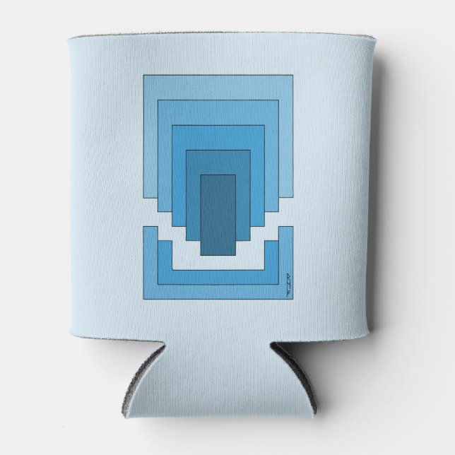 Porta-lata Abstrato retangular em azul (Frente)