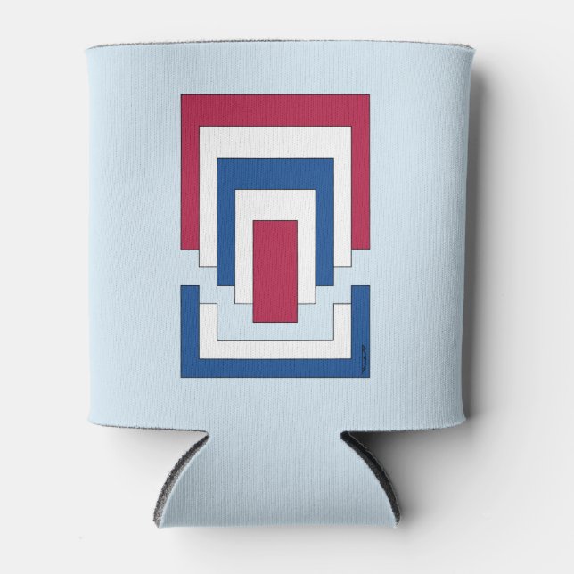 Porta-lata Abstrato retângulo em vermelho, branco e azul (Frente)