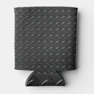 Porta-lata Aço preto, textura metálica ondulada.