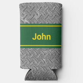 Porta-lata Adicionar nome verde e imagem metálica alto