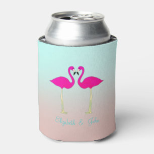 Porta-lata Adoráveis Flamingos Rosa Apaixonados-Personalizado