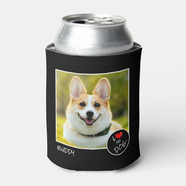 Porta-lata Adoro Meu Cachorro, Foto Personalizada - Pet Lover (Can Front)
