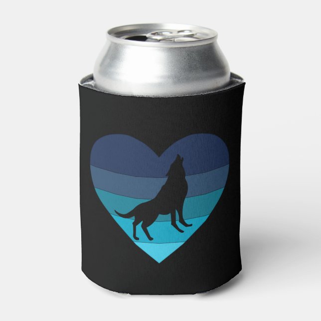 Porta-lata Adoro Uivar Lobos Retro Coração (Can Front)