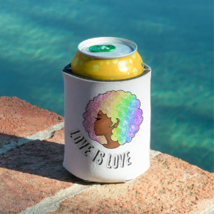 Porta-lata afro arco-íris amor LGBTQ é amor orgulho garota ne