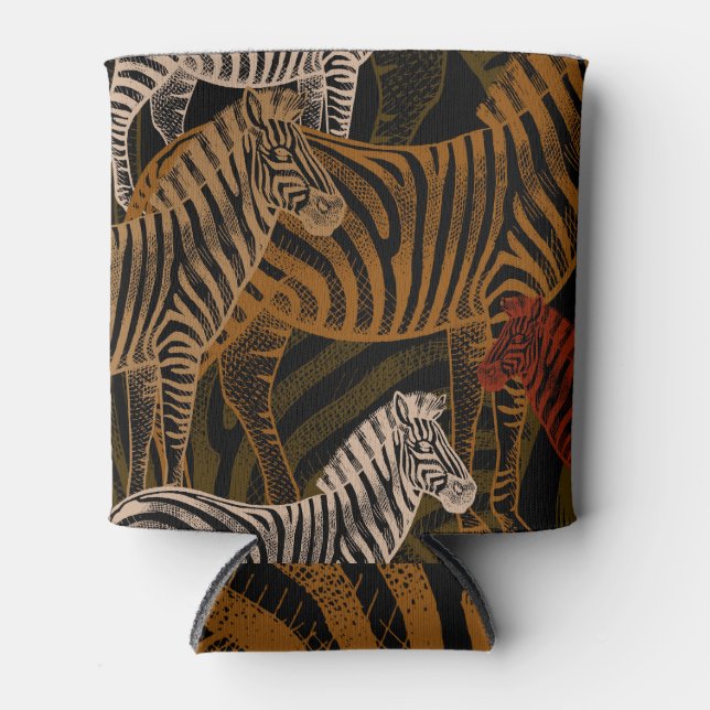 Porta-lata Afro Safari: Design Zebra Vintage (Frente)