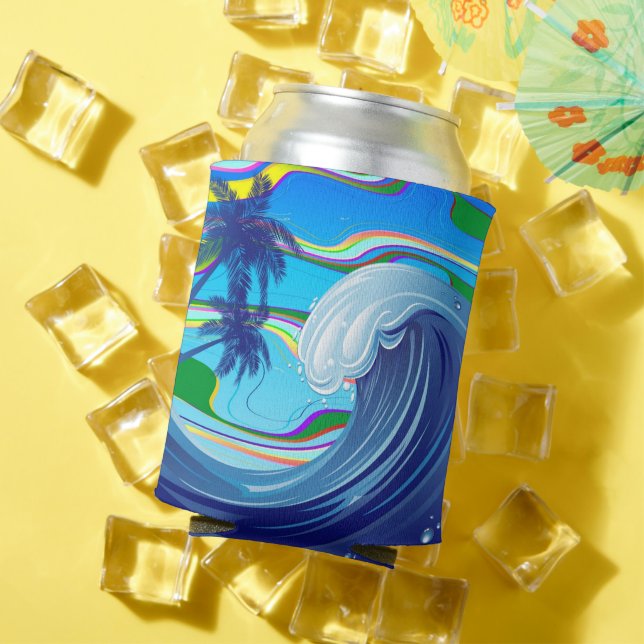 Porta-lata Água das ondas grandes do oceano marinho (Verão in situ)