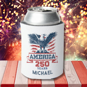 Porta-lata Águia Americana Patriótica Feliz 250º Aniversário