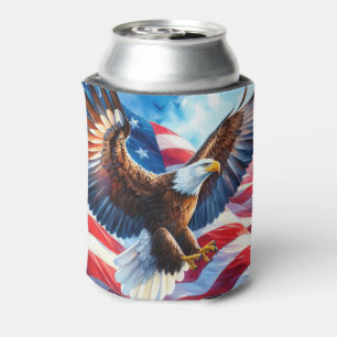 Porta-lata Águia Careca Majestosa com Bandeira Americana