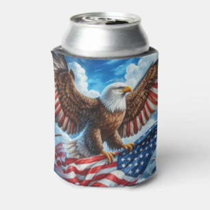 Porta-lata Águia Careca Majestosa com Bandeira Americana