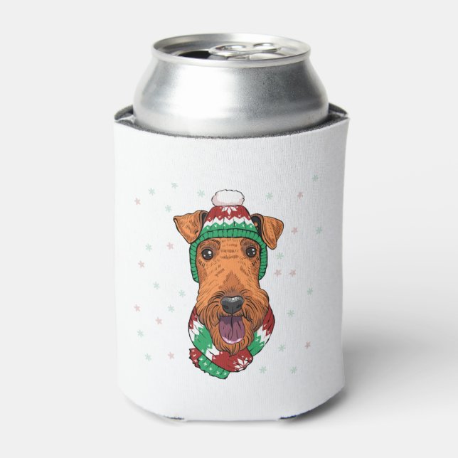 Porta-lata Airedale Terrier com chapéu de Natal     (Can Front)