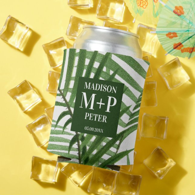 Porta-lata Álbum de Casamento Monograma de Palmeiras Tropicai (Verão in situ)