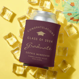 Porta-lata Alcool Gelado de Graduação 2026 Borgonha