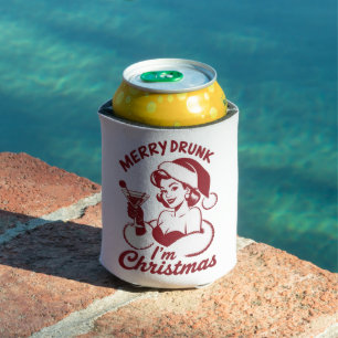 Porta-lata Alegre Bebado Sou Natal Coquetel Snarky Bebendo