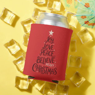 Porta-lata Alegria Amor Paz Acredite Árvore de Natal Natalino