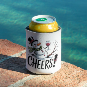 Porta-lata Alegria de Natal Boneco de Neve Cozinha Vinho Cozi