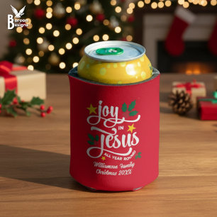 Porta-lata ALEGRIA EM JESUS Natal Cristão Nome Personalizado 